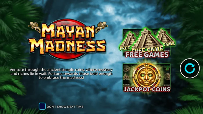 Mayan Madness - aðalvalmynd með Maya-þema